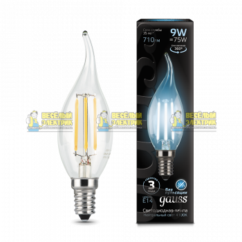 Лампа Gauss LED Filament Candle tailed E14 9W 4100K