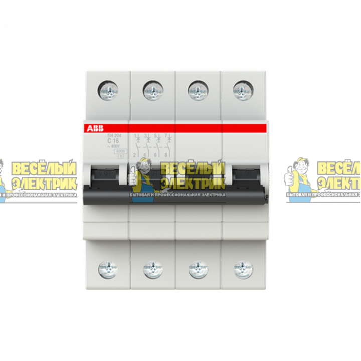  Автоматический выключатель 4-полюсной ABB SH204 C16 