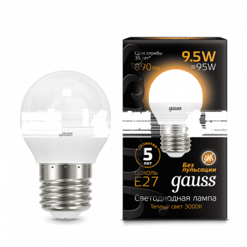 Лампа Gauss LED Globe E27 9.5W 3000K