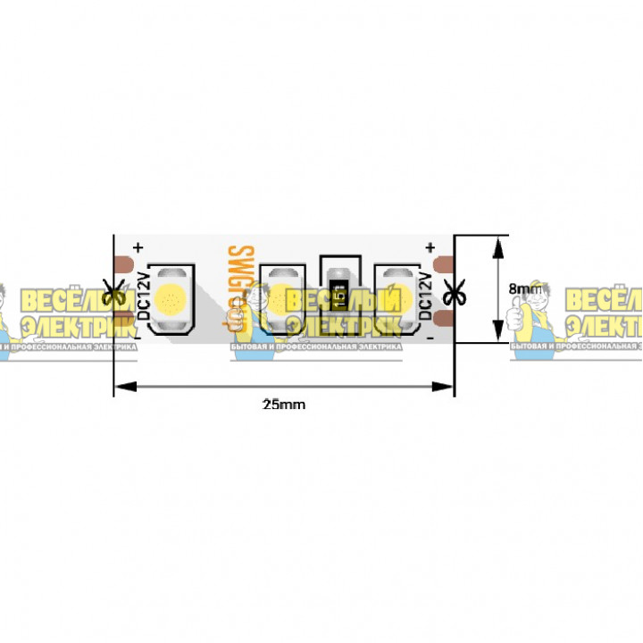 Лента светодиодная стандарт 3528, 120 LED SWG ( 5m )