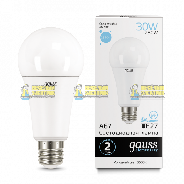 Лампа Gauss LED Elementary A67 30W E27 6500K