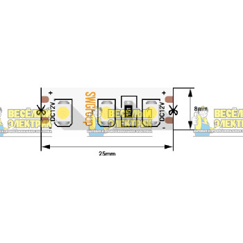 Светодиодная лента SMD-3528 3M 12В 9.6Вт IP20 цвет нейтральный белый SWG ( 5m ) 