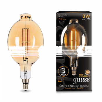 Лампа Gauss LED Vintage Filament BT180 8W E27