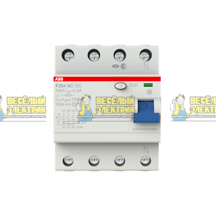 Выключатель дифференциального тока 4 модуля ABB F204 AC-100/0,3
