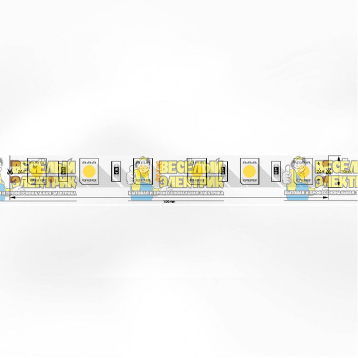 Светодиодная лента 14.4Вт IP20 цвет теплый белый 24В SWG ( 5m )