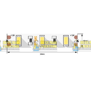 Светодиодная лента 12В 12Вт IP20 3М цвет теплый белый SWG ( 5m )
