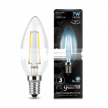 Лампа Gauss LED Filament Candle E14 7W 4100К