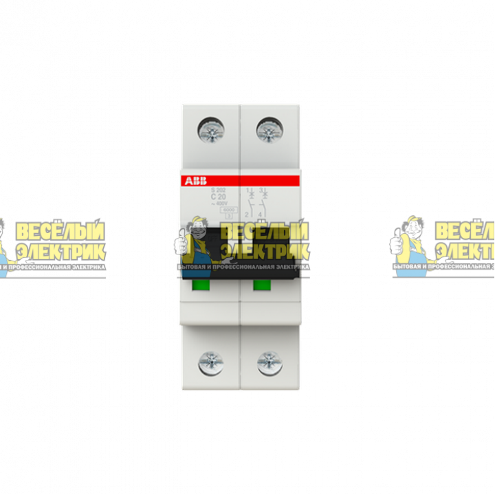 Автоматический выключатель  2-полюсной ABB S202 C20 