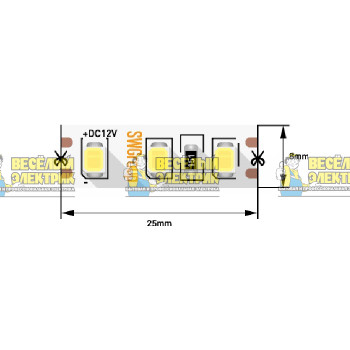 Светодиодная лента 9.6Вт 12В 3M цвет нейтральный белый SWG ( 5m )