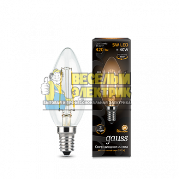 Лампа Gauss LED Filament Candle E14 5W 2700К