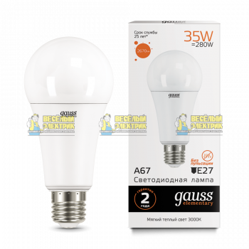 Лампа Gauss LED Elementary A67 35W E27 3000K