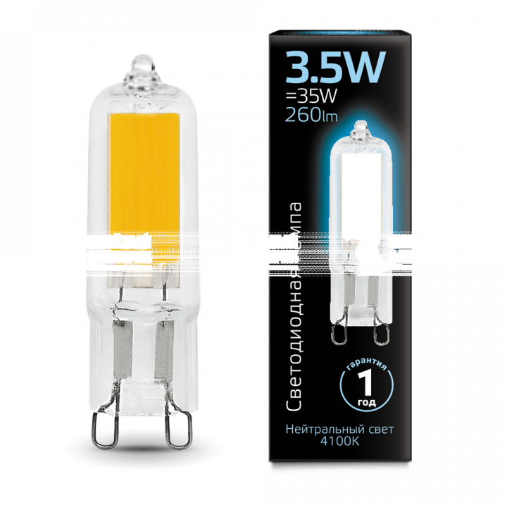 Лампа Gauss LED G9 AC220-240V 3.5W 4100K