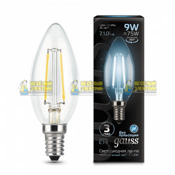 Лампа Gauss LED Filament Candle E14 9W 4100К