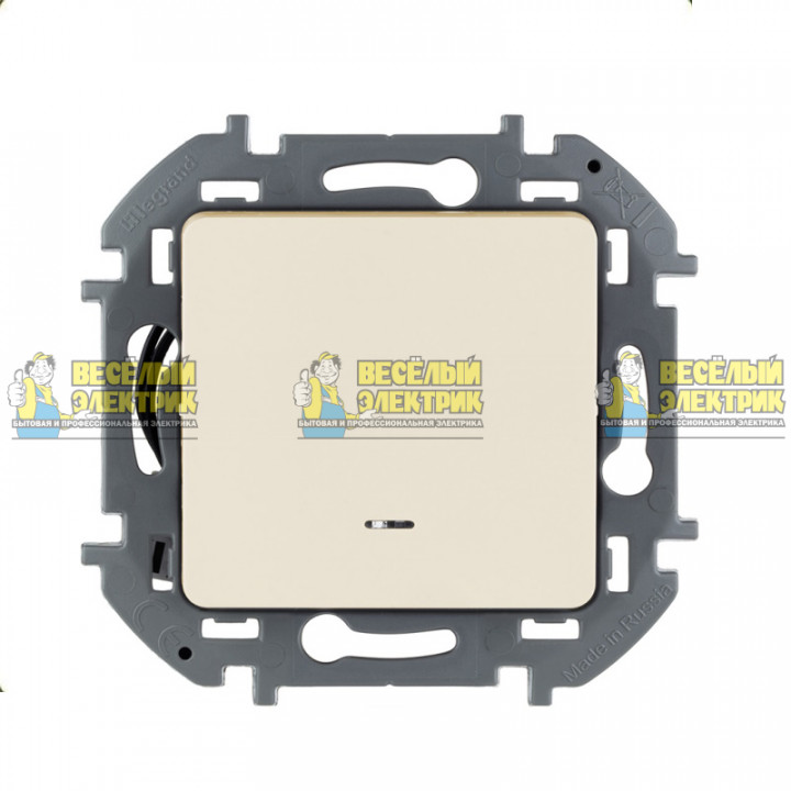 Одноклавишный выключатель с подсветкой/индикацией на автозажимах (слоновая кость) Legrand Inspiria