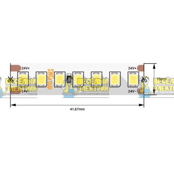 Светодиодная лента 17.3Вт 24В цвет теплый swg ( 5m )