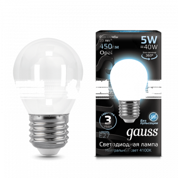 Лампа Gauss LED Filament Globe OPAL E27 5W 4100K