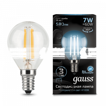 Лампа Gauss LED Filament Globe E14 7W 4100K