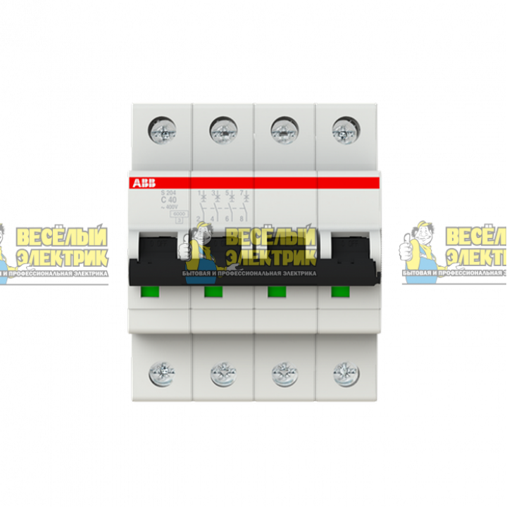  Автоматический выключатель  4-полюсной  ABB S204 C40