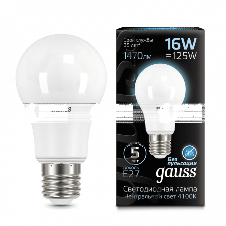 Лампа Gauss LED A60 16W E27 4100K