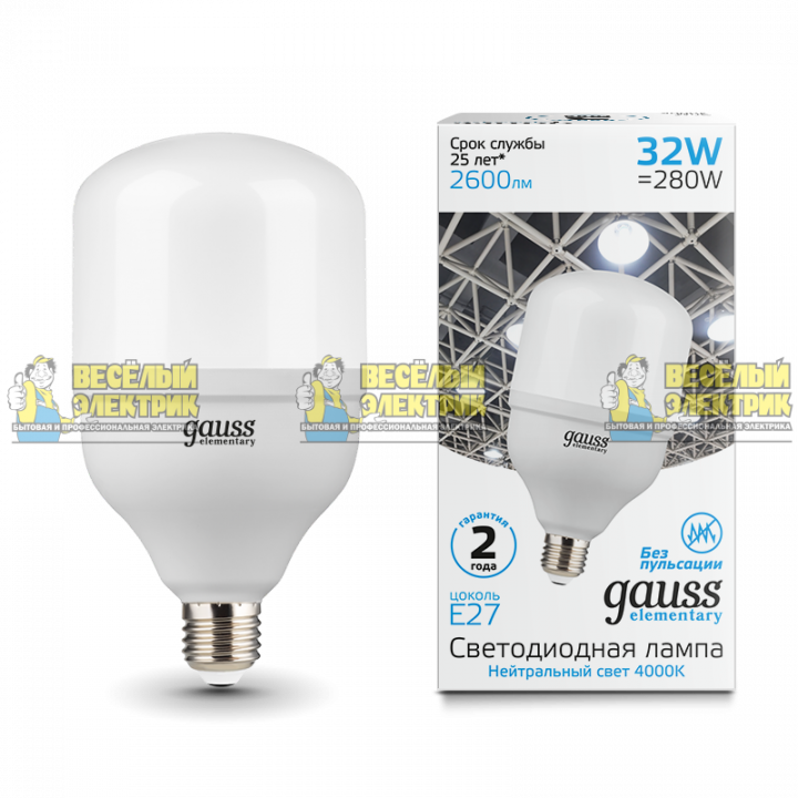 Лампа Gauss Elementary LED T100 E27 32W 2600lm