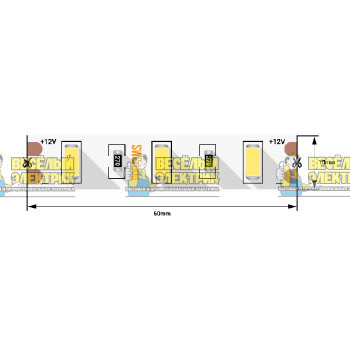  Лента светодиодная стандарт 5630, 60 LED/м 12 Вт/м 12В холодный белый SWG ( 5m )