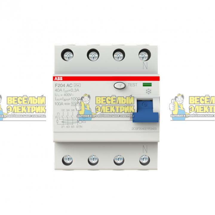 Выключатель дифференциального тока 4 модуля ABB F204 AC-40/0,3 