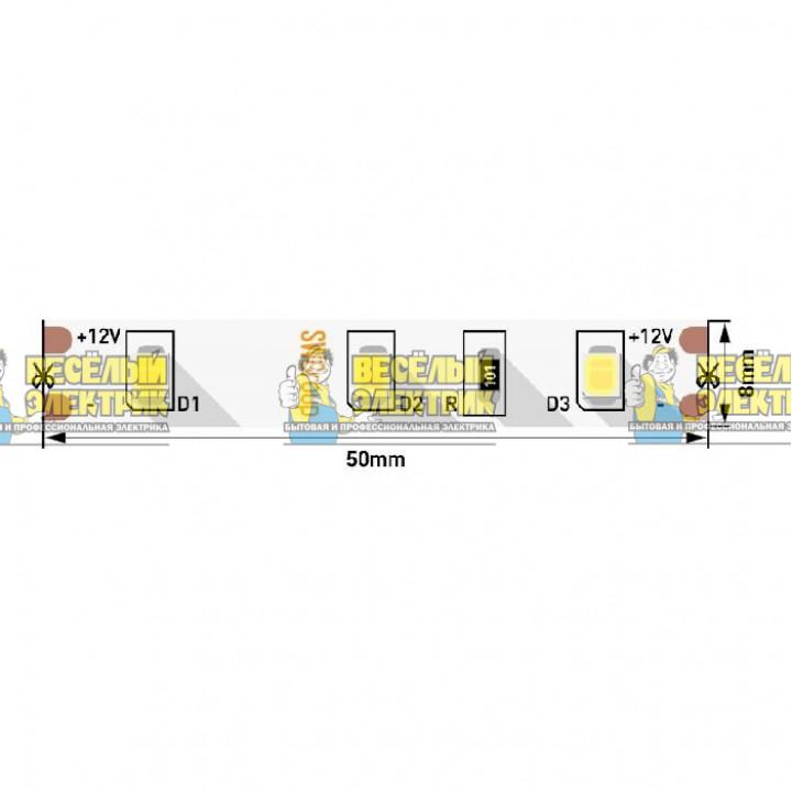 Лента светодиодная стандарт 2835, 60 LED/м, 3M нейтральный белый SWG ( 5m )